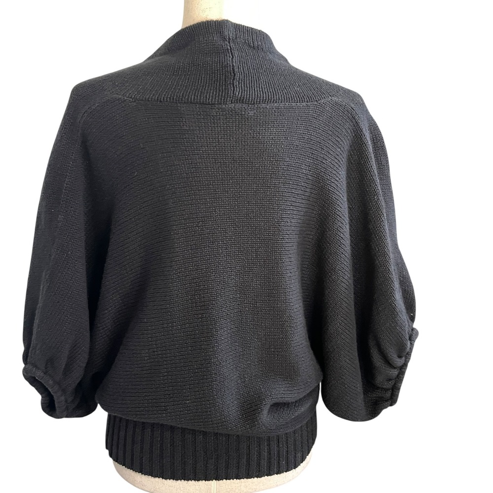 Vtg Moda Intl Black Chunky Knit Sweater Wrap Plunge M 90s Y2K Oversized Grunge - Picture 2 of 16